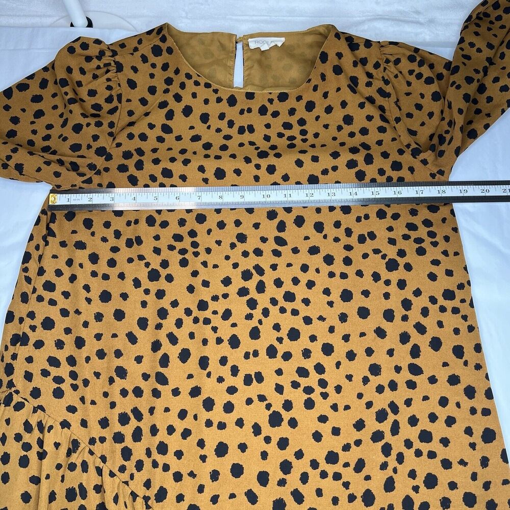 Roulee Oversized Balloon‎ Sleeve Orange Black Dots MIDI Tiered Dress Small** - Picture 10 of 15